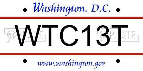 WTC13T District Of Columbia License Plate