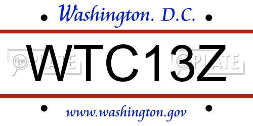 WTC13Z District Of Columbia License Plate