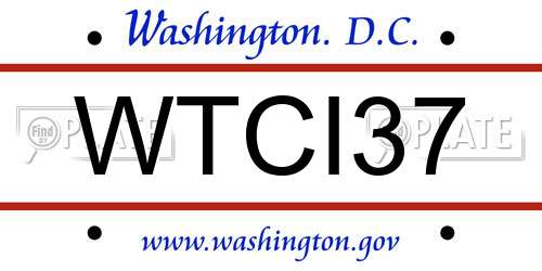 WTCI37 District Of Columbia License Plate