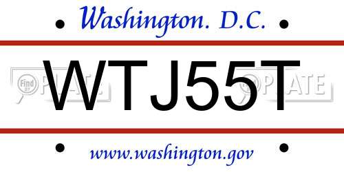 WTJ55T District Of Columbia License Plate