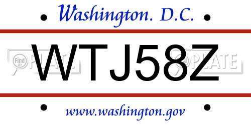 WTJ58Z District Of Columbia License Plate