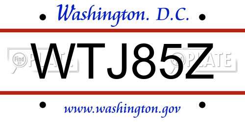 WTJ85Z District Of Columbia License Plate