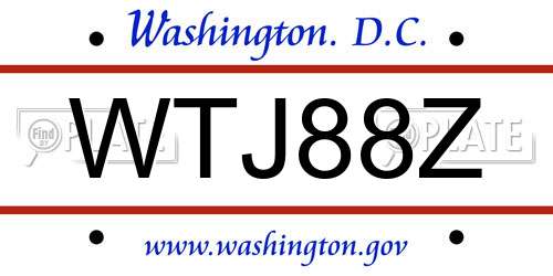 WTJ88Z District Of Columbia License Plate
