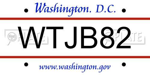 WTJB82 District Of Columbia License Plate