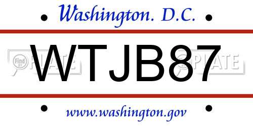 WTJB87 District Of Columbia License Plate
