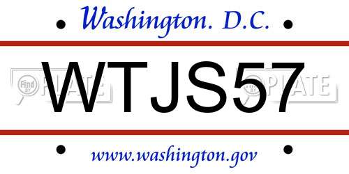 WTJS57 District Of Columbia License Plate