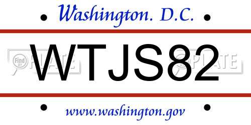 WTJS82 District Of Columbia License Plate