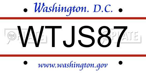 WTJS87 District Of Columbia License Plate