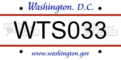 WTS033 District Of Columbia License Plate