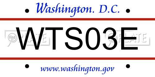 WTS03E District Of Columbia License Plate