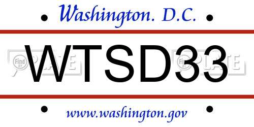 WTSD33 District Of Columbia License Plate
