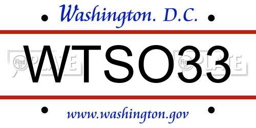 WTSO33 District Of Columbia License Plate