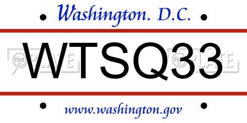 WTSQ33 District Of Columbia License Plate