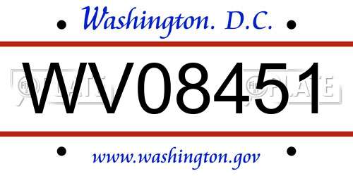 WV08451 District Of Columbia License Plate