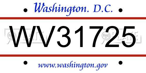 WV31725 District Of Columbia License Plate