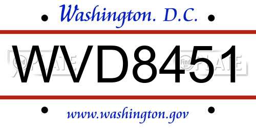 WVD8451 District Of Columbia License Plate