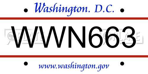 WWN663 District Of Columbia License Plate