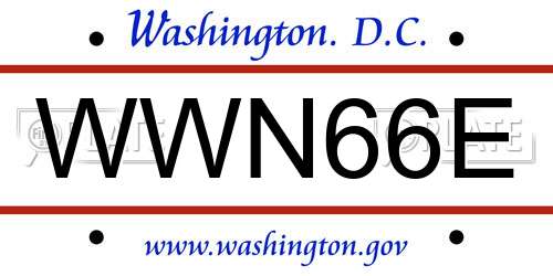WWN66E District Of Columbia License Plate