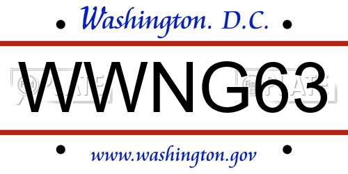 WWNG63 District Of Columbia License Plate