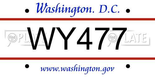 WY477 District Of Columbia License Plate