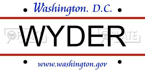 WYDER District Of Columbia License Plate