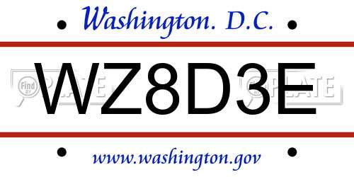 WZ8D3E District Of Columbia License Plate