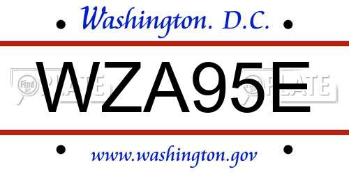 WZA95E District Of Columbia License Plate