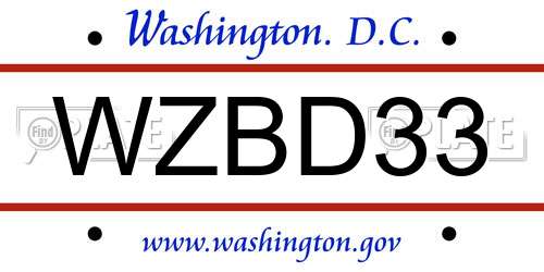 WZBD33 District Of Columbia License Plate