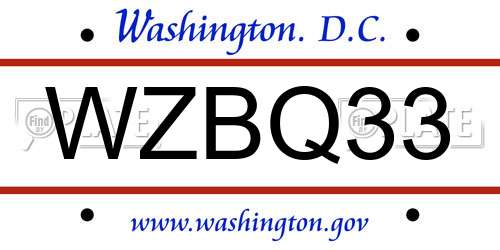 WZBQ33 District Of Columbia License Plate