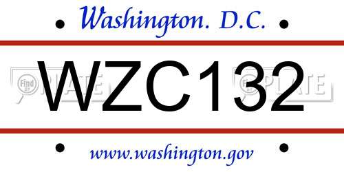 WZC132 District Of Columbia License Plate
