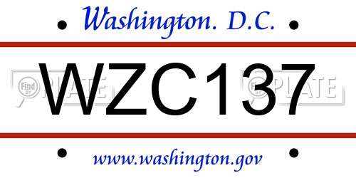 WZC137 District Of Columbia License Plate