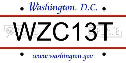 WZC13T District Of Columbia License Plate