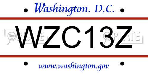 WZC13Z District Of Columbia License Plate