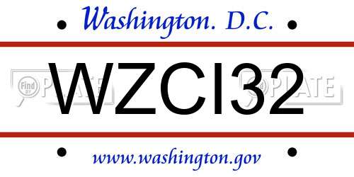 WZCI32 District Of Columbia License Plate