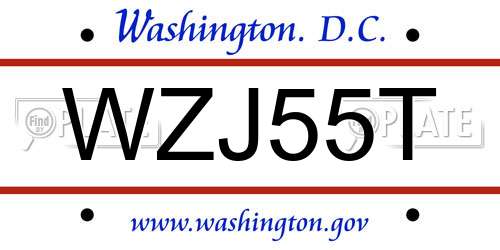 WZJ55T District Of Columbia License Plate