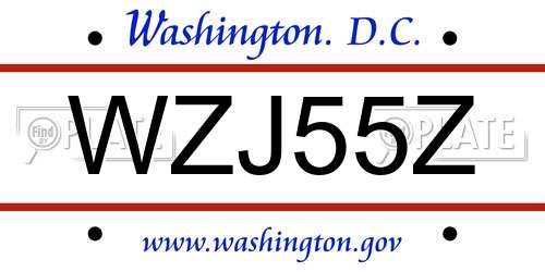 WZJ55Z District Of Columbia License Plate