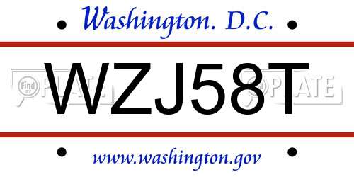 WZJ58T District Of Columbia License Plate