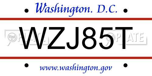 WZJ85T District Of Columbia License Plate