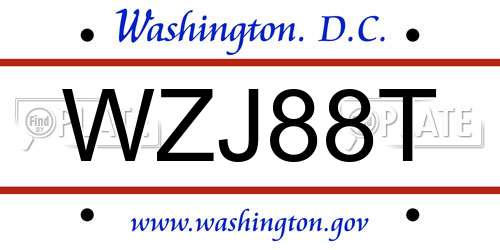 WZJ88T District Of Columbia License Plate