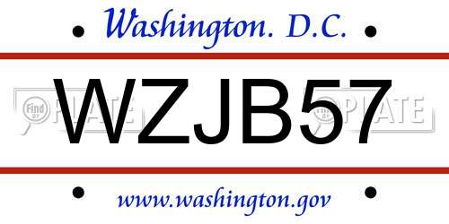 WZJB57 District Of Columbia License Plate