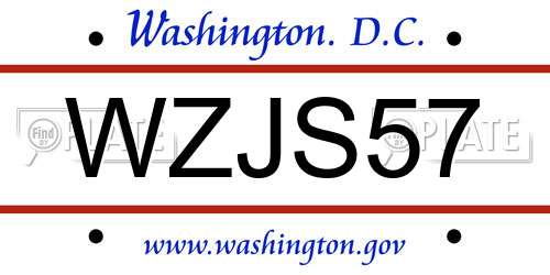 WZJS57 District Of Columbia License Plate