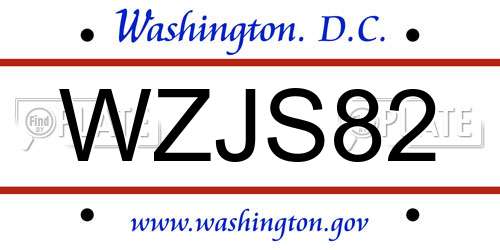 WZJS82 District Of Columbia License Plate