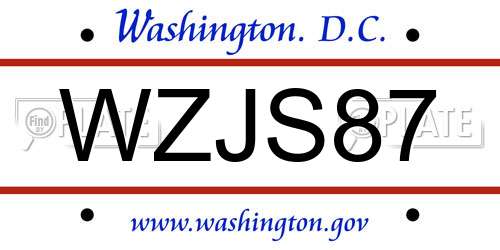 WZJS87 District Of Columbia License Plate
