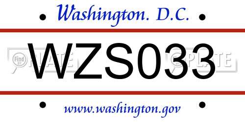 WZS033 District Of Columbia License Plate