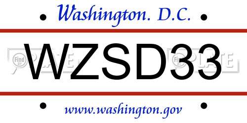 WZSD33 District Of Columbia License Plate