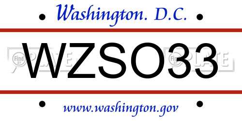 WZSO33 District Of Columbia License Plate