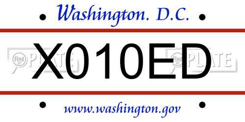 X010ED District Of Columbia License Plate