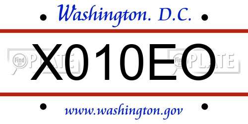 X010EO District Of Columbia License Plate