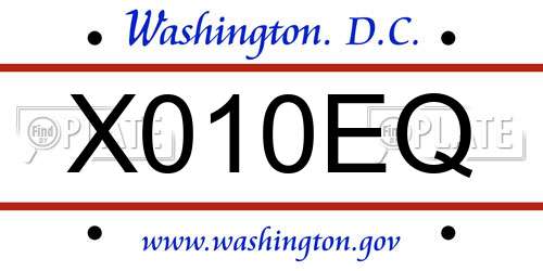 X010EQ District Of Columbia License Plate