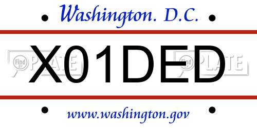 X01DED District Of Columbia License Plate
